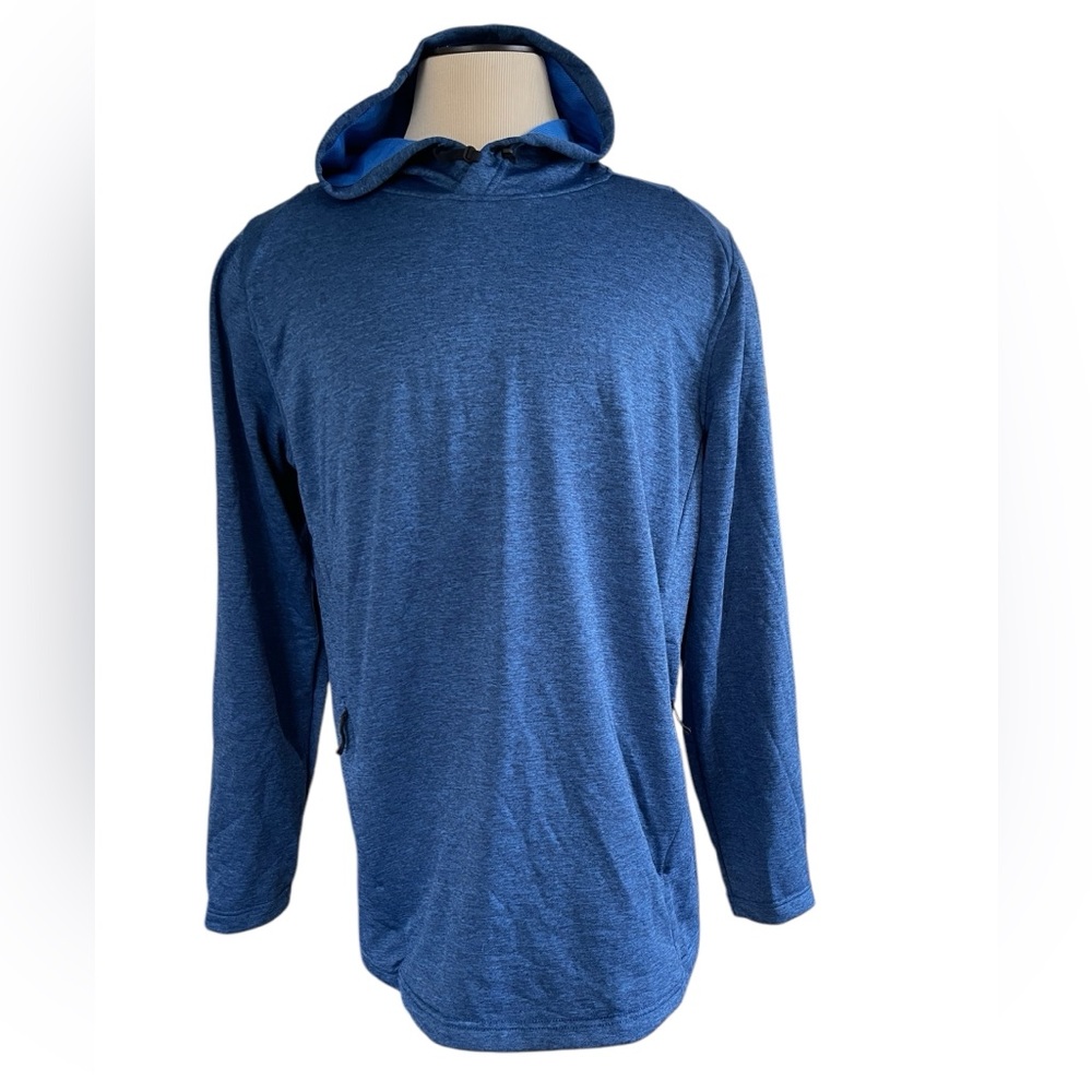UNDER ARMOUR Blue Heather Cold Gear Pullover Hoodie Pockets Athleisure Size XL